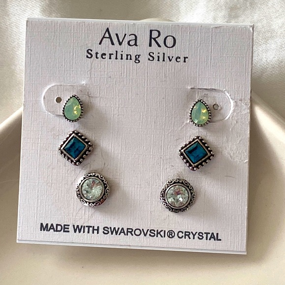 Ava Ro Jewelry - Ava Ro Sterling Silver Swarovski Crystal Earrings Like New In Box